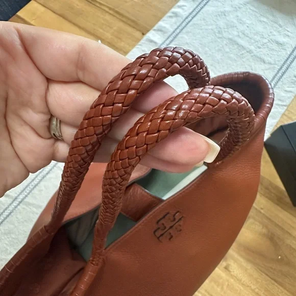 Tory Burch Taylor Desert Spice Rust Sienna Pebbled Leather Tote Bag - Picture 3 of 8